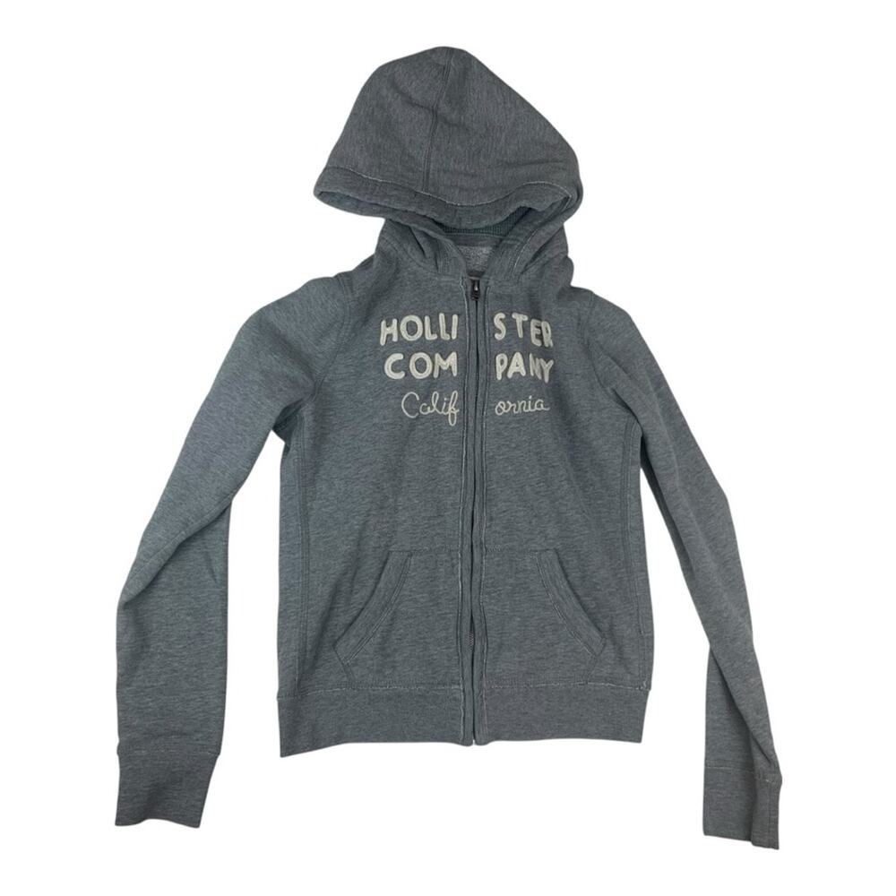 Hollister size medium gray y2k Charcoal Full-Zip Hoodie beach preppy California